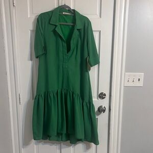 Chic Green Drop Waist Dress